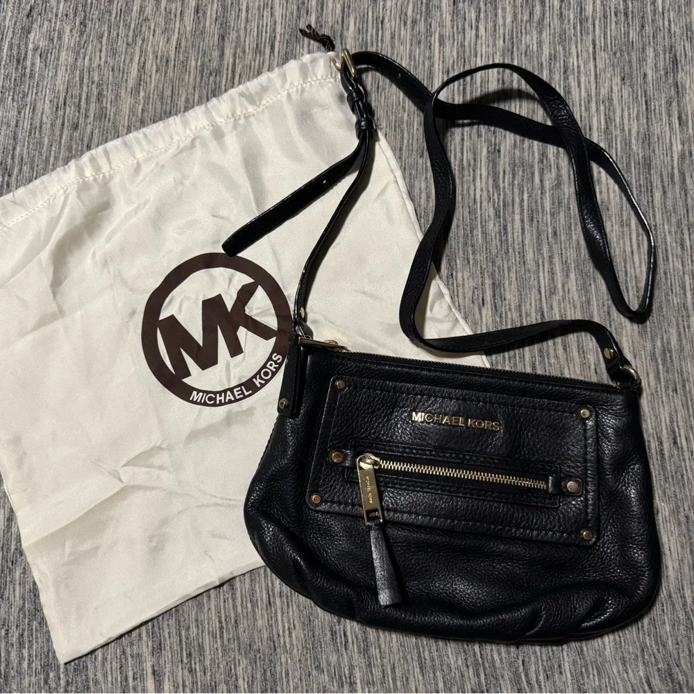 Michael Kors Black Crossbody Bag with Gold Accents - Picture 1 of 10